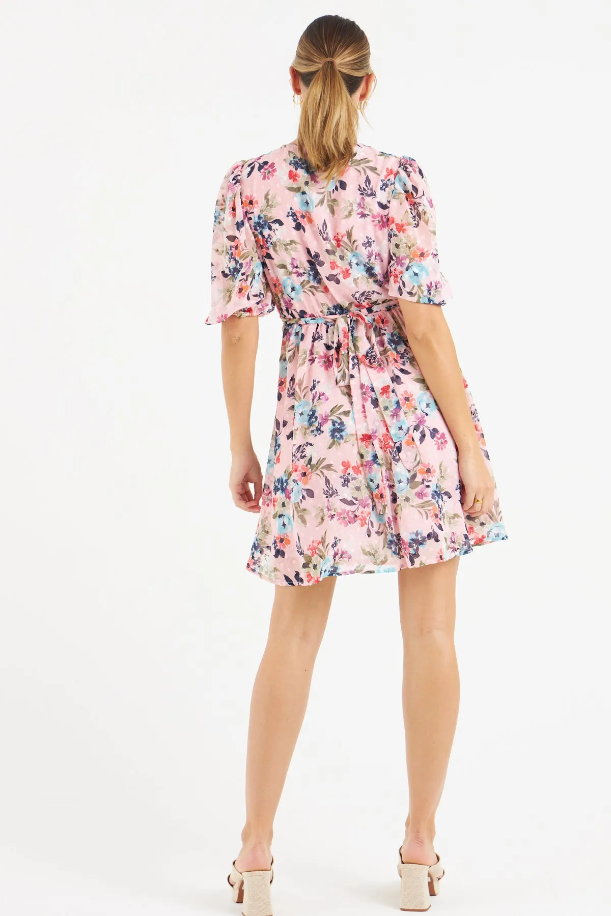 Faye Wrap Dress (Pink Floral)